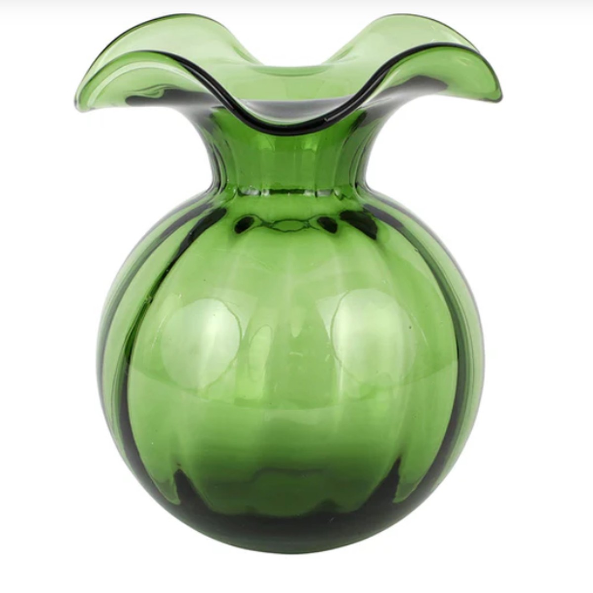 Hibiscus Medium Fluted Vase Dark Green