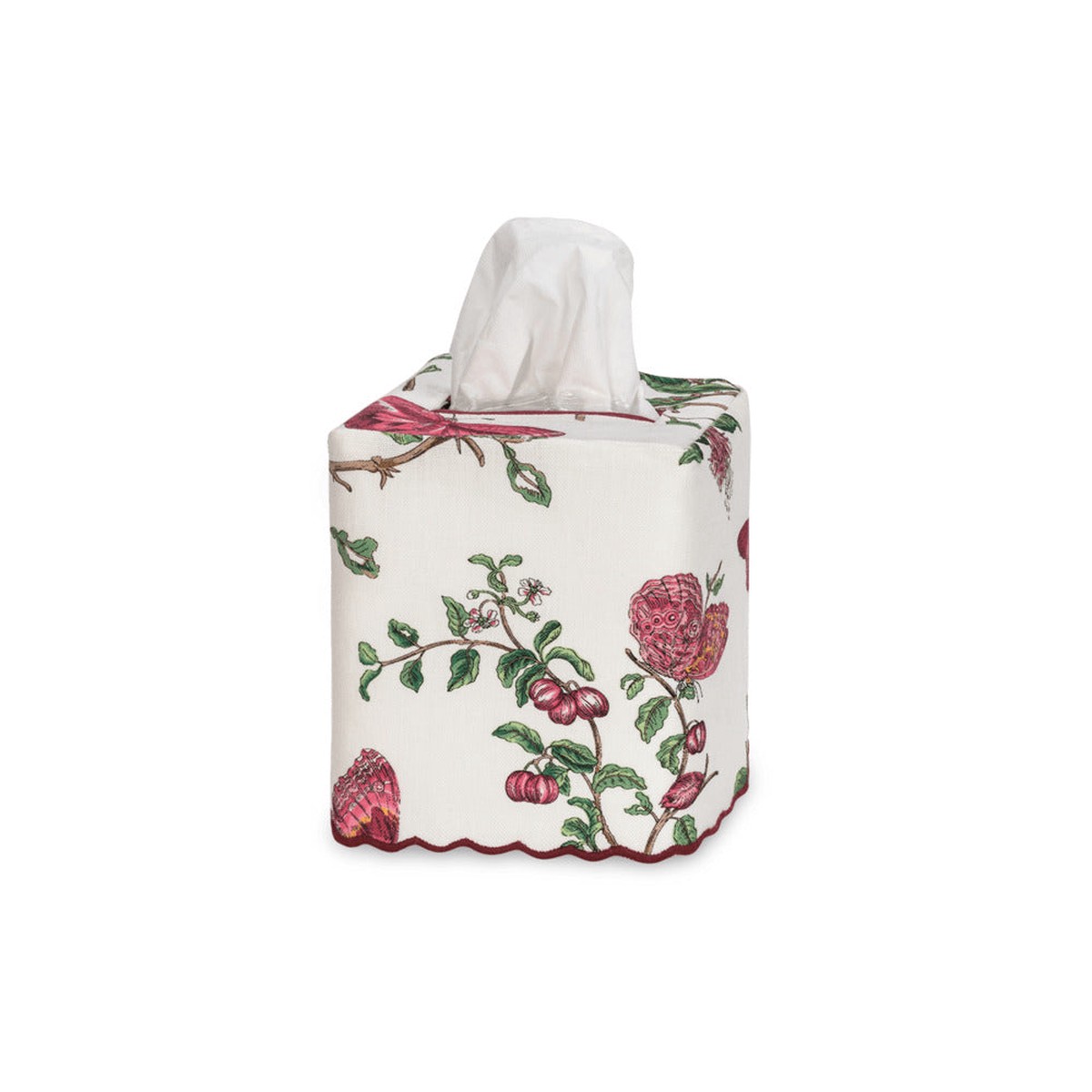 Baudin Butterfly Linen Tissue Box Cover - Ruby by Matouk