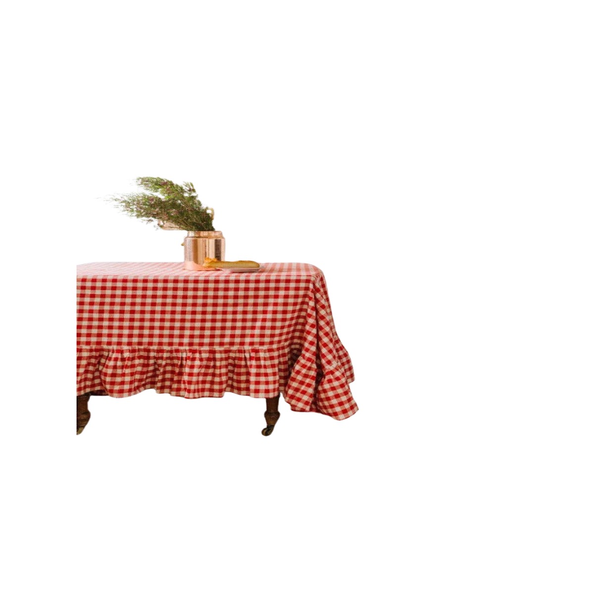 Ember Ruffled Gingham Tablecloth: 60"x90"