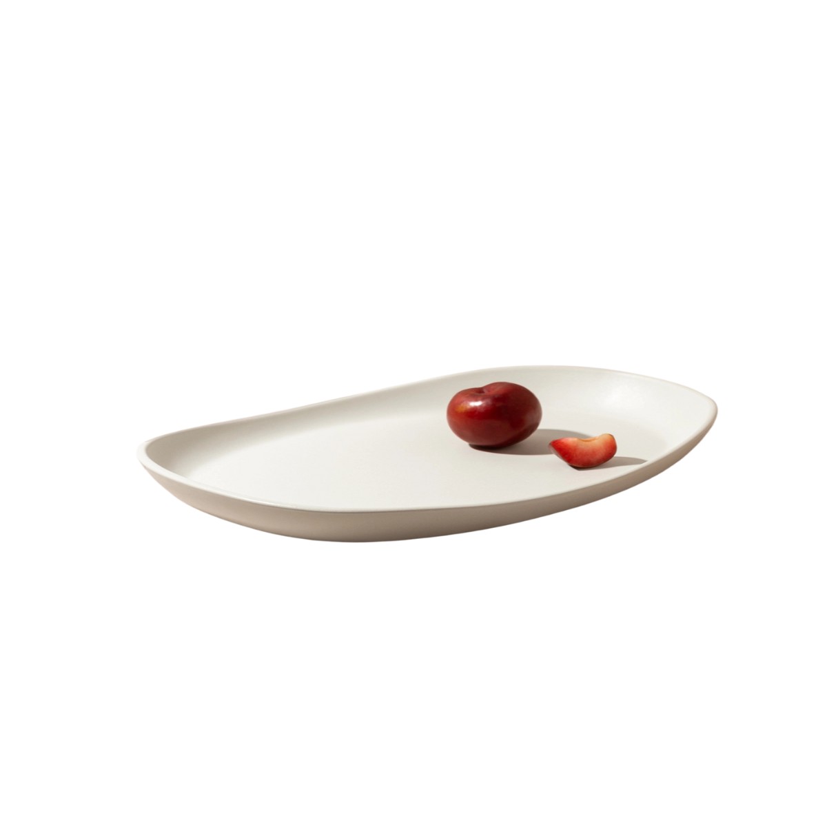 Matte White Long Stoneware Serving Platter, Small
