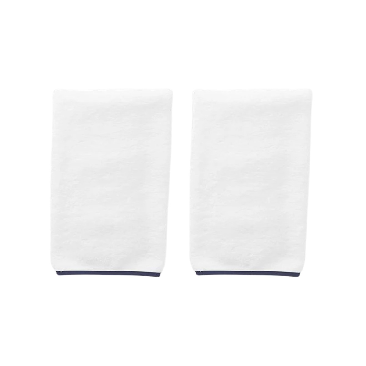 (Pair) Hand Towels, Navy Piping