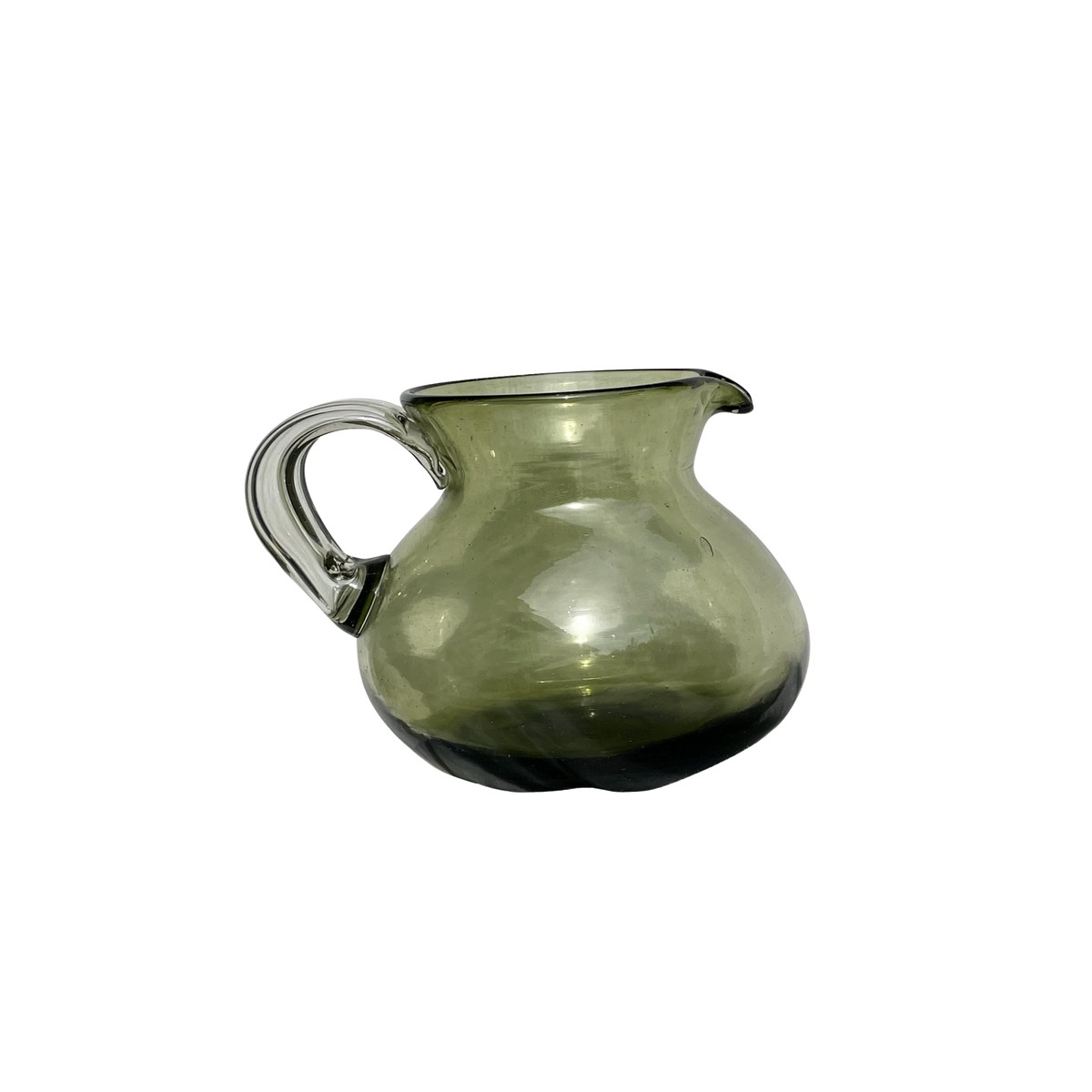 Handblown Olive Green Bola Pitcher