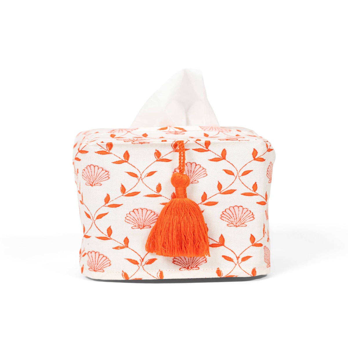 Seashell Pink Blockprint Tissue Box Cover