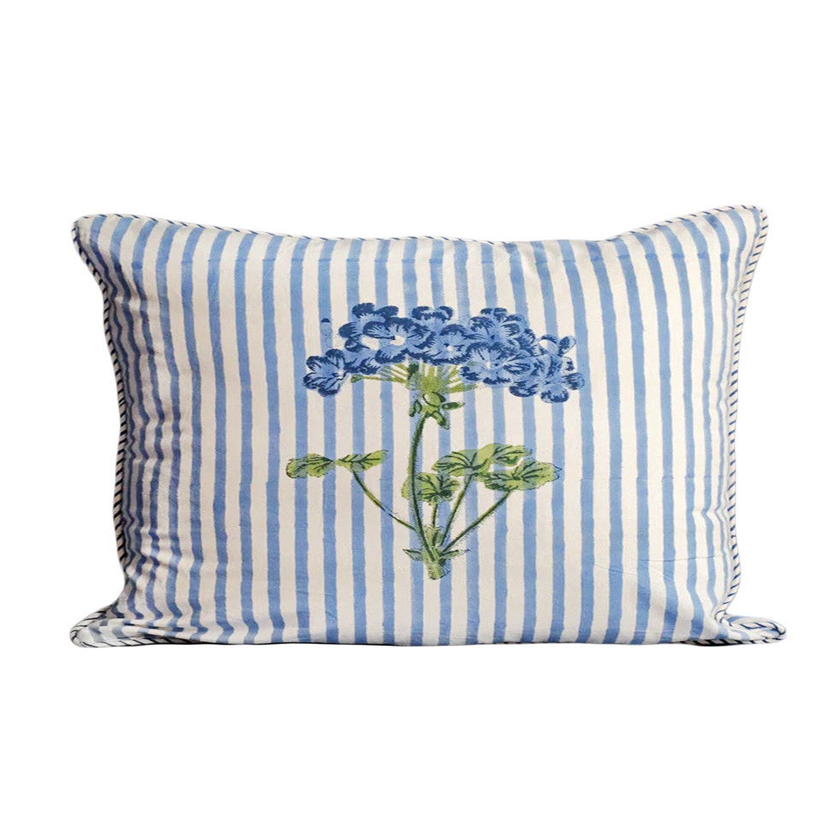 Blue Hydrangea Blockprint Pillow