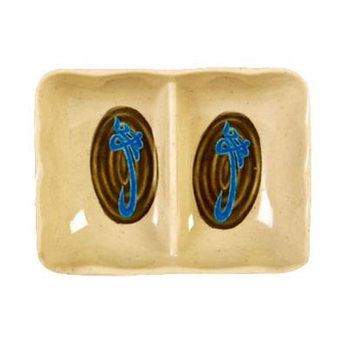 Thunder Group 0002J Wei 2 oz. Rectangular Divided Sauce Dish